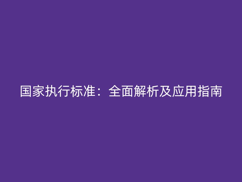 國家執(zhí)行標準：全面解析及應用指南