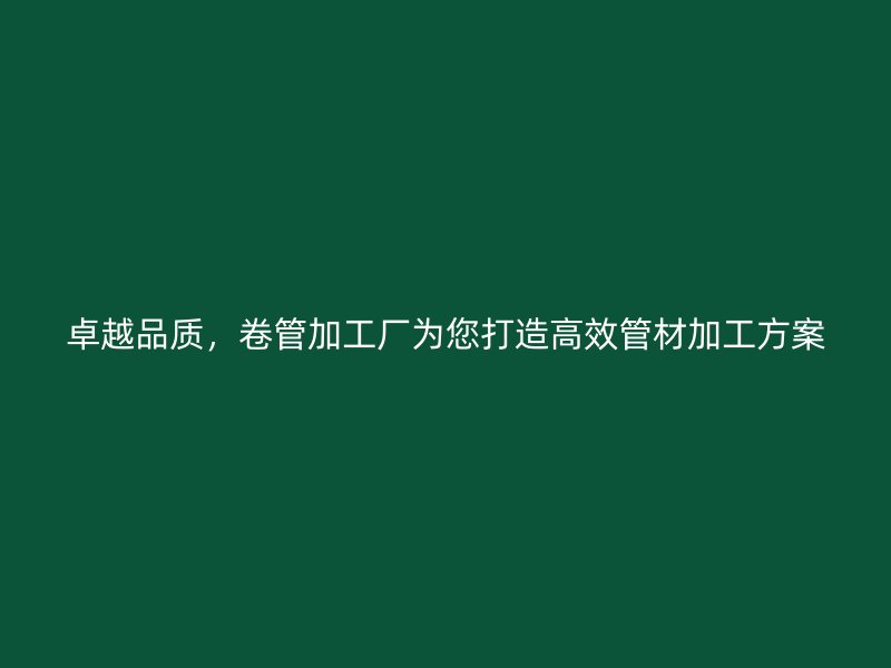 卓越品質(zhì)，卷管加工廠為您打造高效管材加工方案
